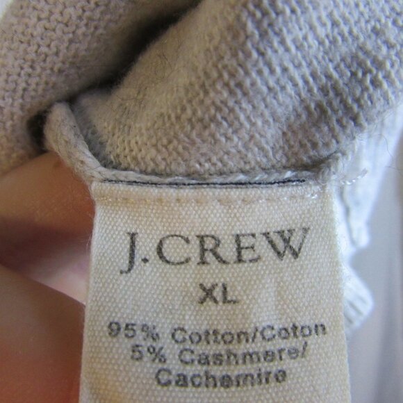 J Crew Sweater Beige Cotton Cashmere V-Neck Business Casual Preppy Cozy Men's XL - Picture 5 of 6